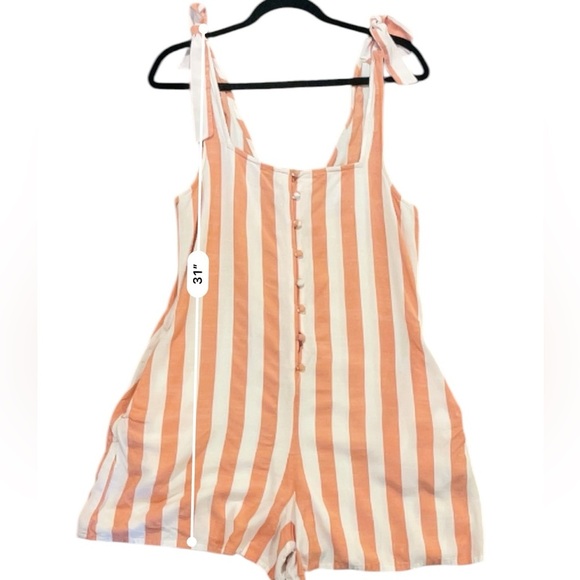 Volcom romper tie shoulder striped guava small peach summer - Picture 9 of 12
